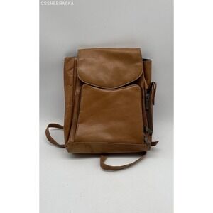 NA Brown Leather Multipockets Drawstring Unisex Backpack Made in‎ Colombia
